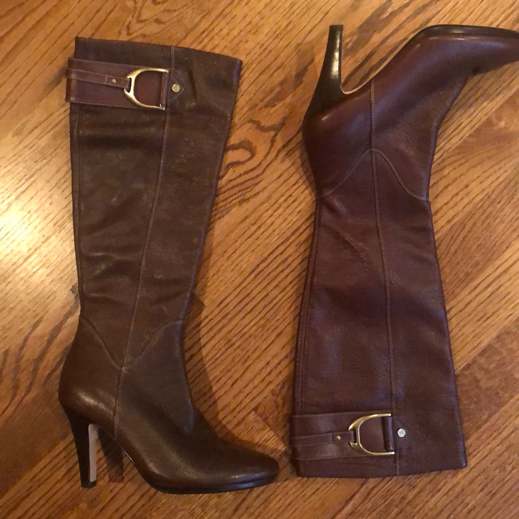 Cole Haan Brown Leather Knee High Boots.